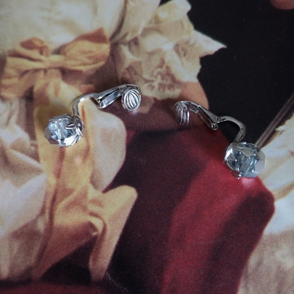 Sherman Faceted Silver Clip-On Earrings - Picture 3 of 12